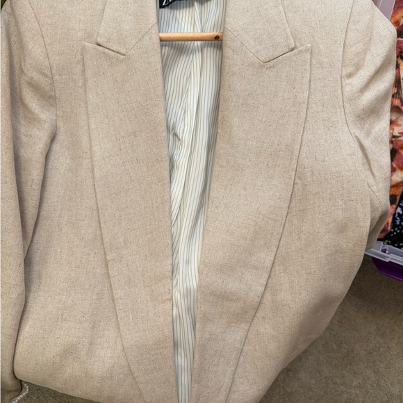 Zara Light Tan Blazer Jacket - Picture 6 of 10